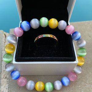 Summertime duo!Cats-eye Bracelet and rainbow ring!
